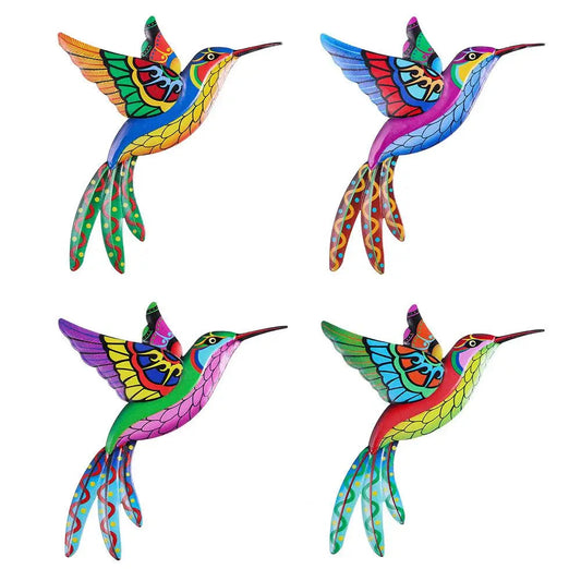Metal Hummingbird Bird Wall Artwork Garden Decoration Living Room Art Crafts Ornament Indoor Outdoor Color Bird Hanging