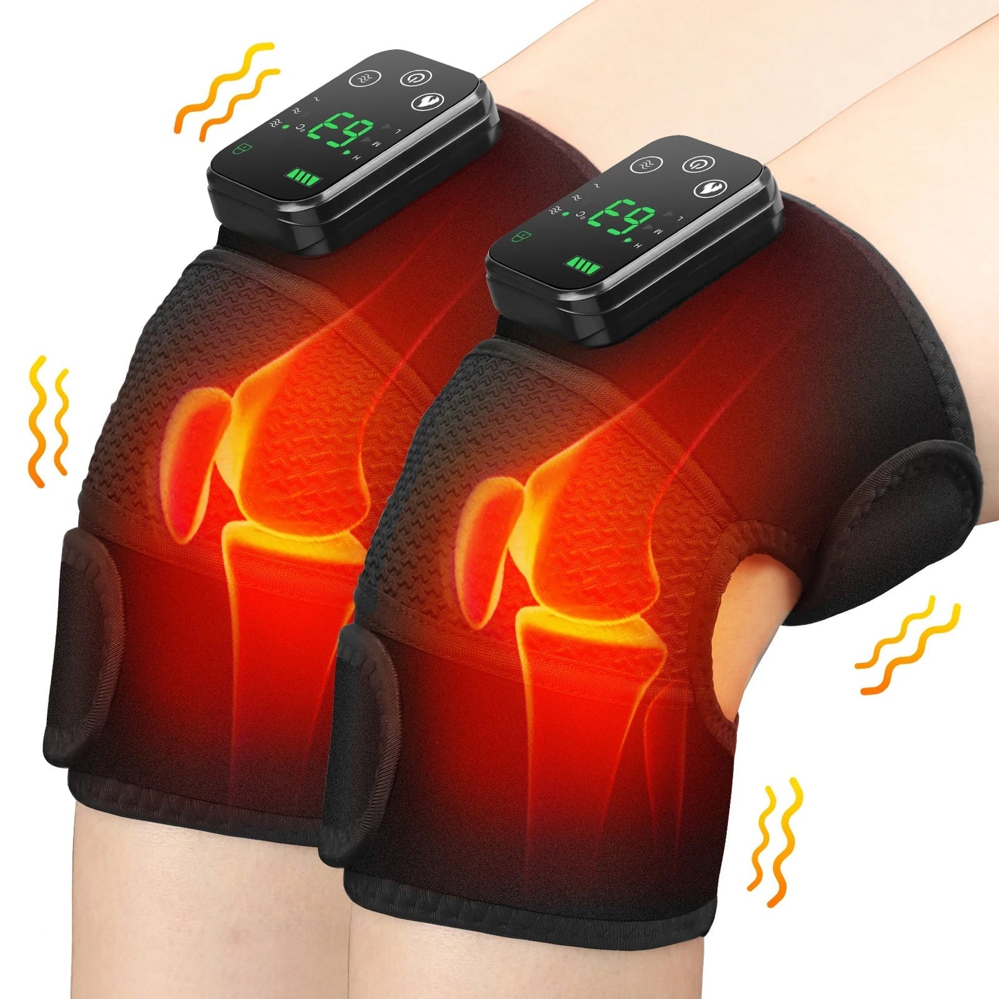 Thermal Knee Massager 3 in 1 Shoulder Knee Elbow Heating Massage Support Brace Rechargeable Vibration Pad Arthritis Pain Relief