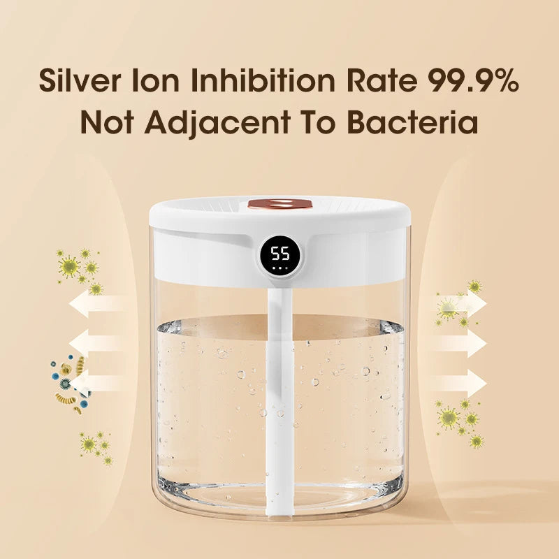 2L Air Humidifier Large Capacity With LCD Humidity Display Night Light Double Nozzle Aroma Essential Oil Diffuser For Home Office