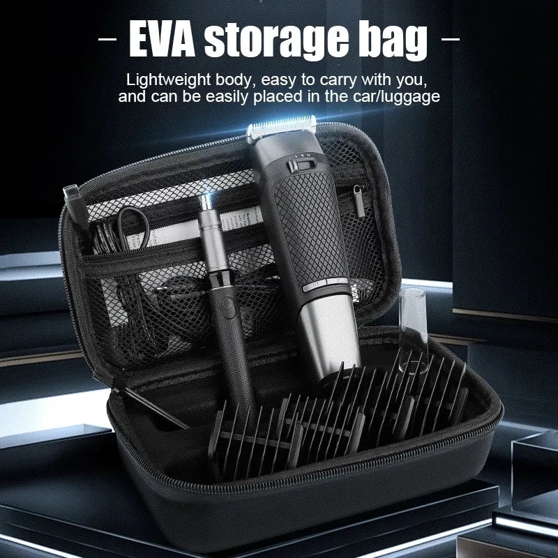 Professional High Power Hair Cutting Machine Nose Hair Trimmer Set Electric Hair Clipper With Storage Bag
