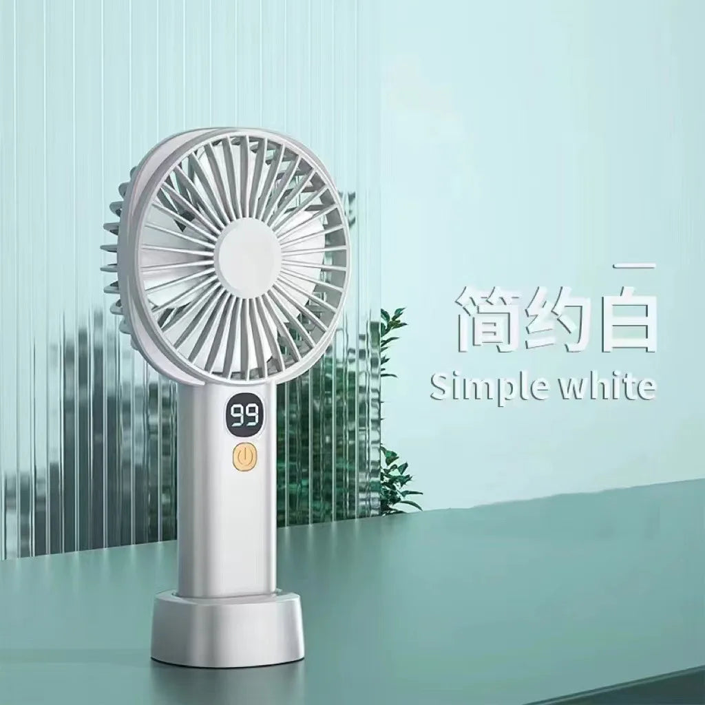 Small Fan Mute Portable With Screen Big Wind Rechargeable Running Office Desktop Usb Mini Handheld Fan