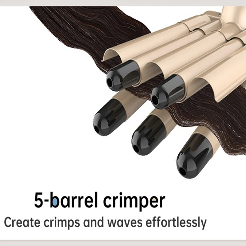 Hair Curling Iron Ceramic Crimpers Wavers Curler Wand Fast Heating five Barrels Hair Waver Tools