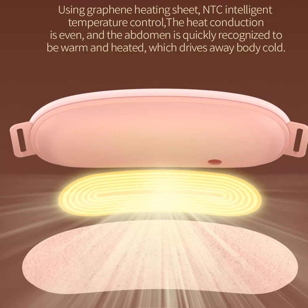Cordless Massage Heating Pad Vibration Warm Waist Belt Smart Massager For Back Or Belly Period Pain Relief Device Gift For Women