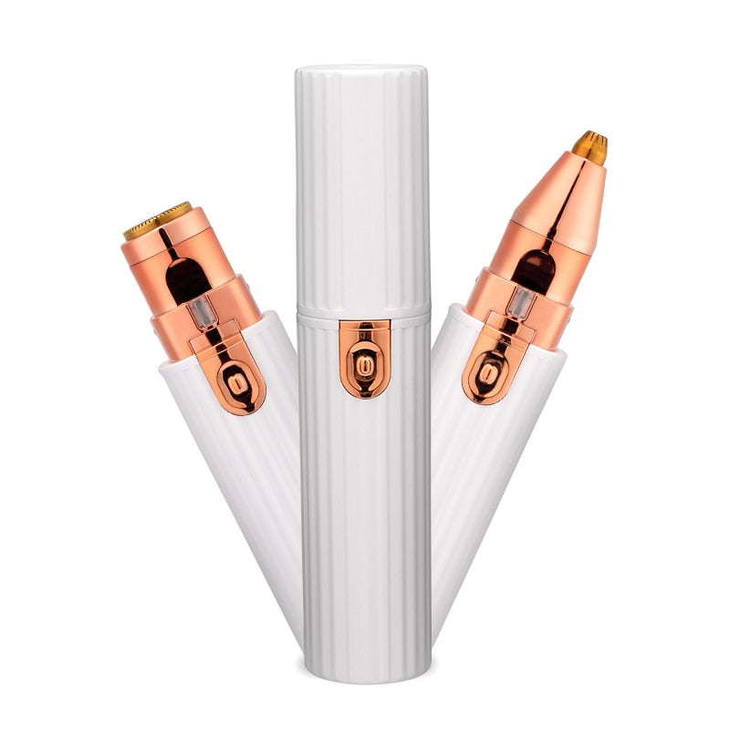 2 IN 1 Rechargeable Electric Eyebrow Trimmer Epilator Female Body Facial Lipstick Shape Hair Removal Mini Painless Razor Shaver