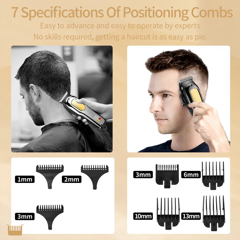 Professional Men's Electric Hair Clipper Multifunctional Hair Trimmer USB Rechargeable Electric Push Cutting Styling Tool