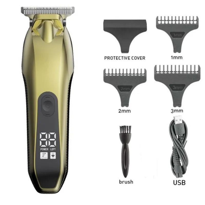 Electric Cordless Haircut Trimmer For Man Professional Hair Cutting Machine Barber Clipper T Blade 0.1mm Zero Cutter Shave Razor