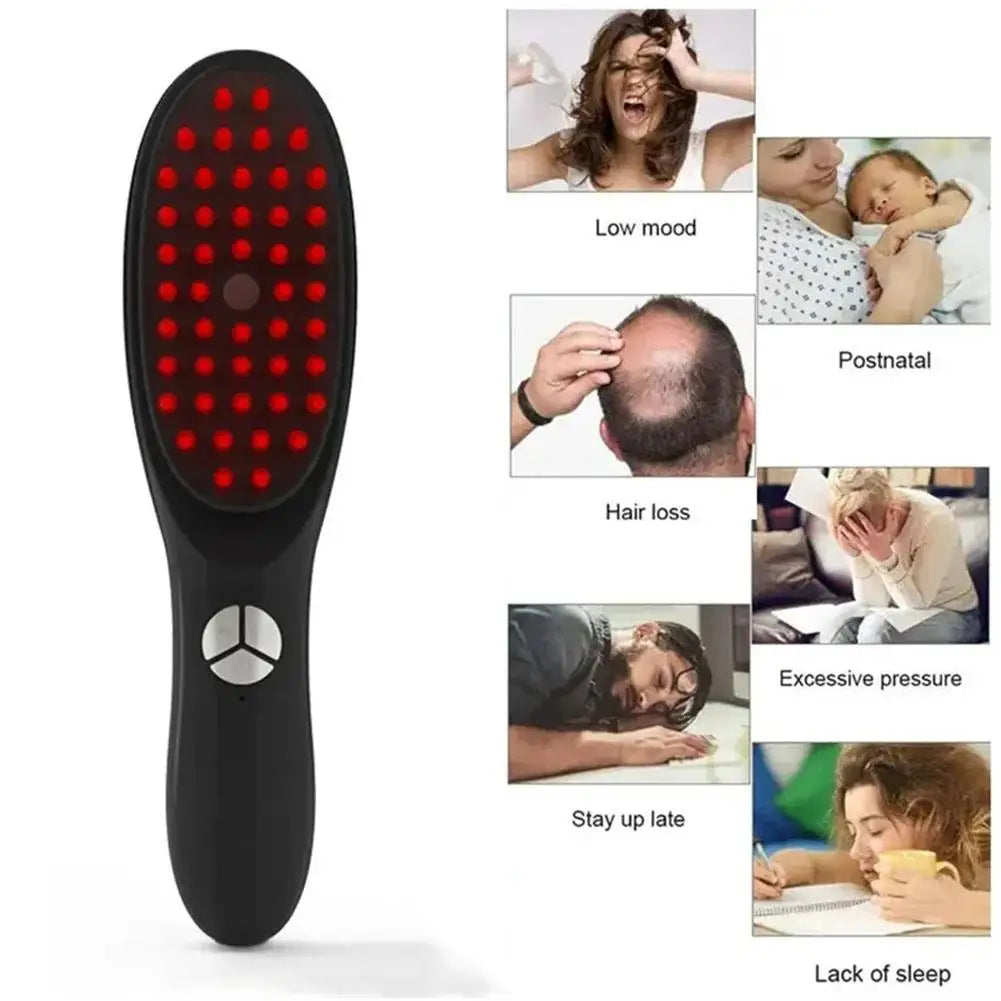 Electric Massage Comb Blue Red Light Vibration Hair Massage Scalp Brush Negative Ion Spray Hair For Growth Massager