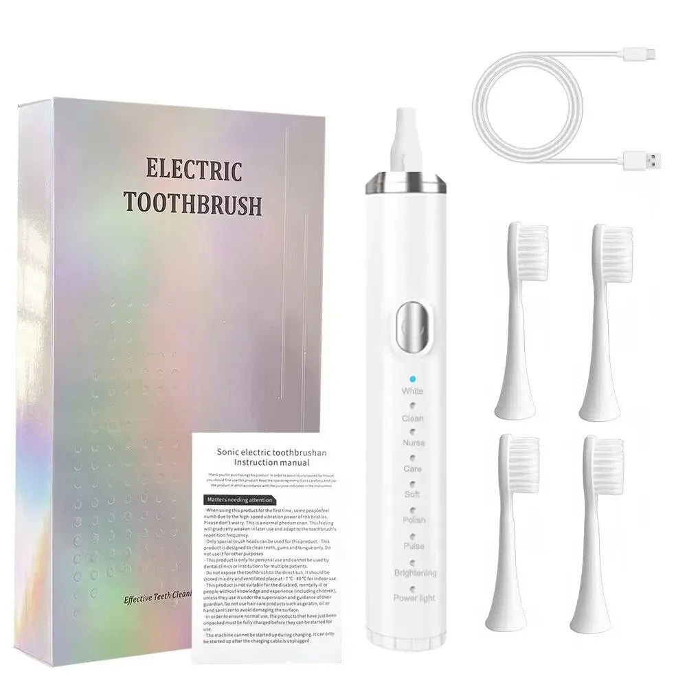 8 Speed 4 Brush Head Sonic Electric Toothbrush USB Smart Adult Soft Hair Waterproof Teeth Cleaning Set