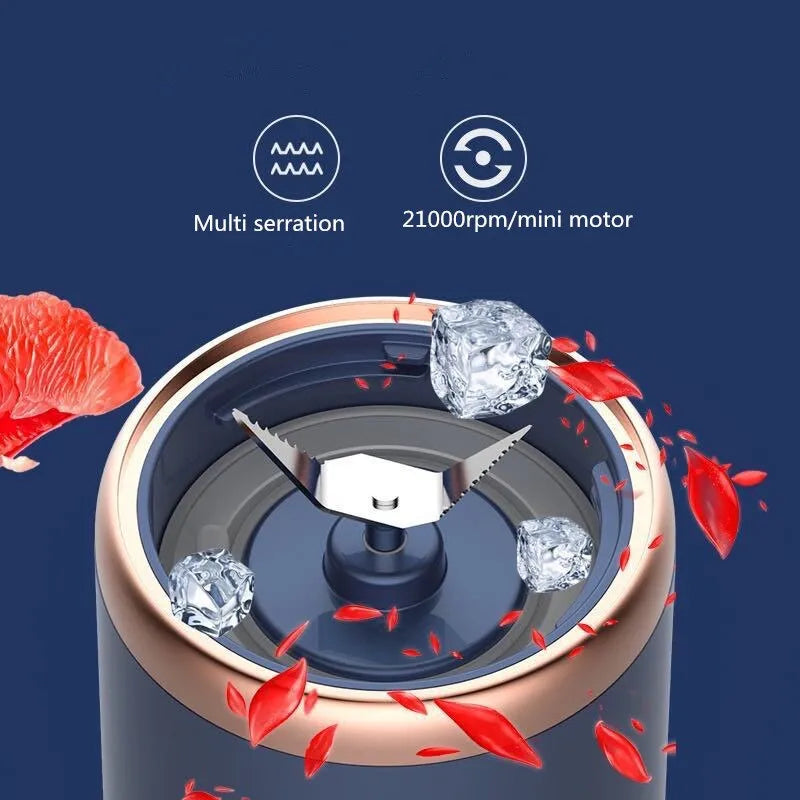 Portable Small Electric Juicer Stainless Steel Blade Cup Juicer Fruit Automatic Smoothie Blender Kitchen Tool