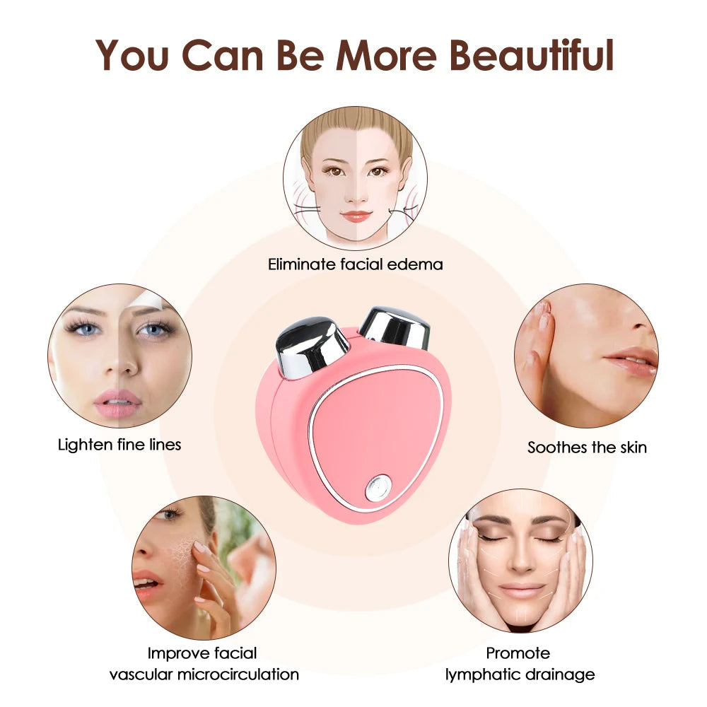 EMS Micro Current Beauty Instrument Mini Portable Face Slimming Sonic Vibration Massager Lifting Firming Skin Diminish Fine Line