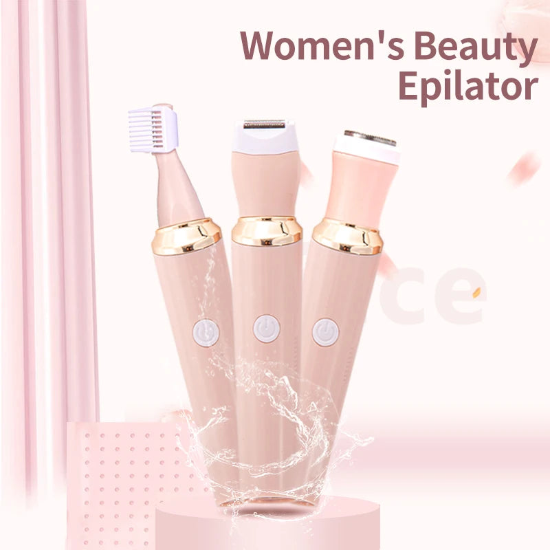 3 in 1 Electric Hair Remover Rechargeable Lady Shaver Trimmer Eyebrow Shaper Leg Armpit Bikini Trimmer Women Epilator