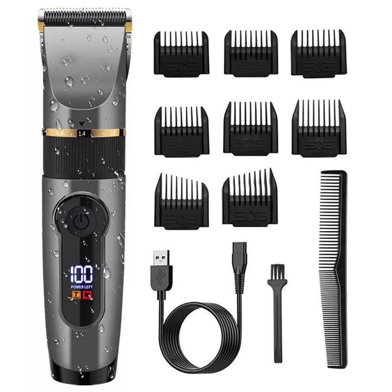 Professional Cordless Hair Trimmer For Men Kit Adjustable Beard & Body Hair Clipper Electric Rechargeable Haircut Machine Washable