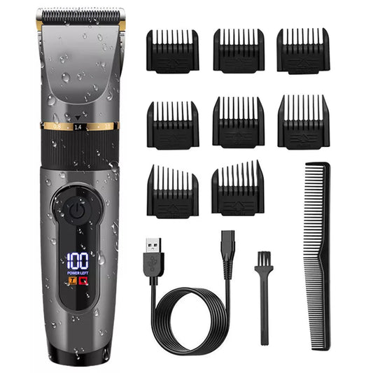 Professional Cordless Hair Trimmer For Men Kit Adjustable Beard & Body Hair Clipper Electric Rechargeable Haircut Machine Washable