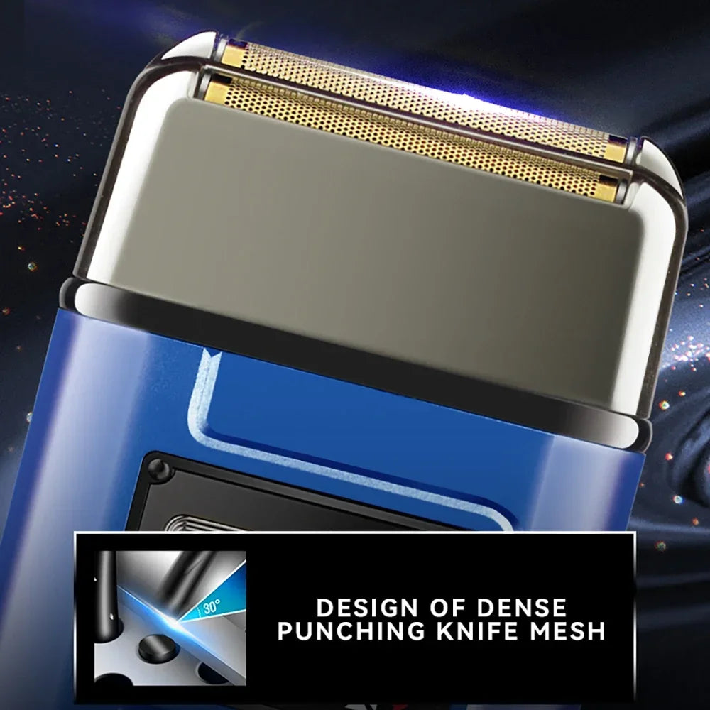 Electric Barber Razor Men Double Foil Shaver Bald Head Beard Trimmer IPX6 Waterproof 8000RPM Ultra-Close Precision Shave