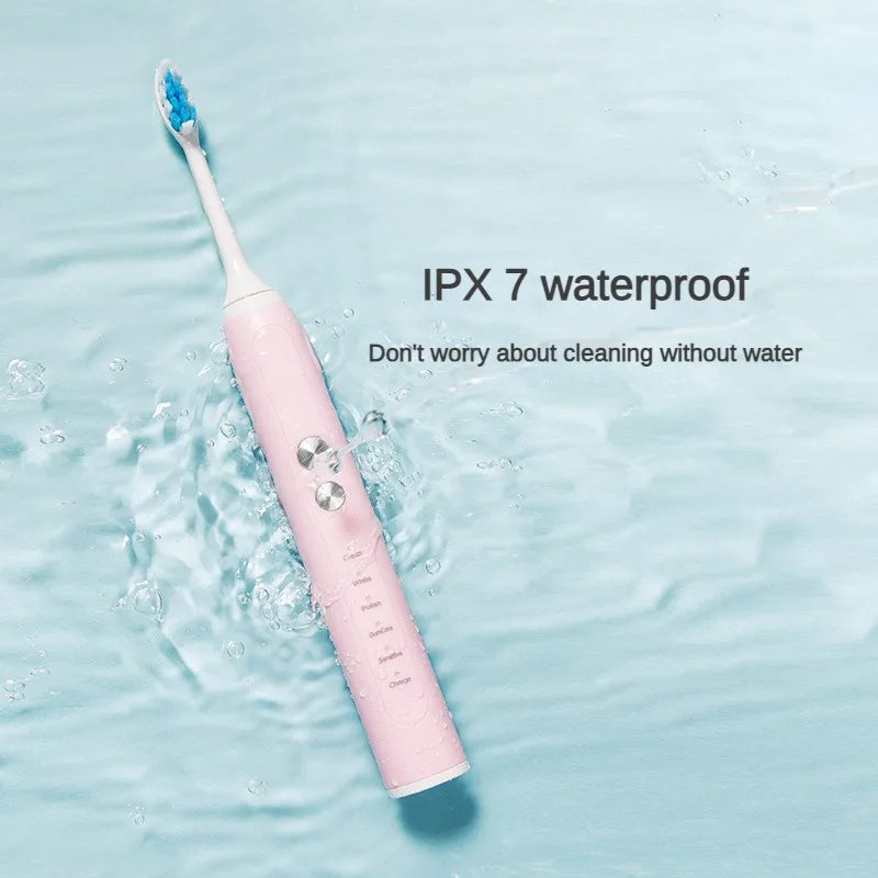Toothbrush Wireless Charging Travel Case IPX7 Dupont Soft Bristle Electric Charger Adult Sonic Teeth Whitening Brush Pink White