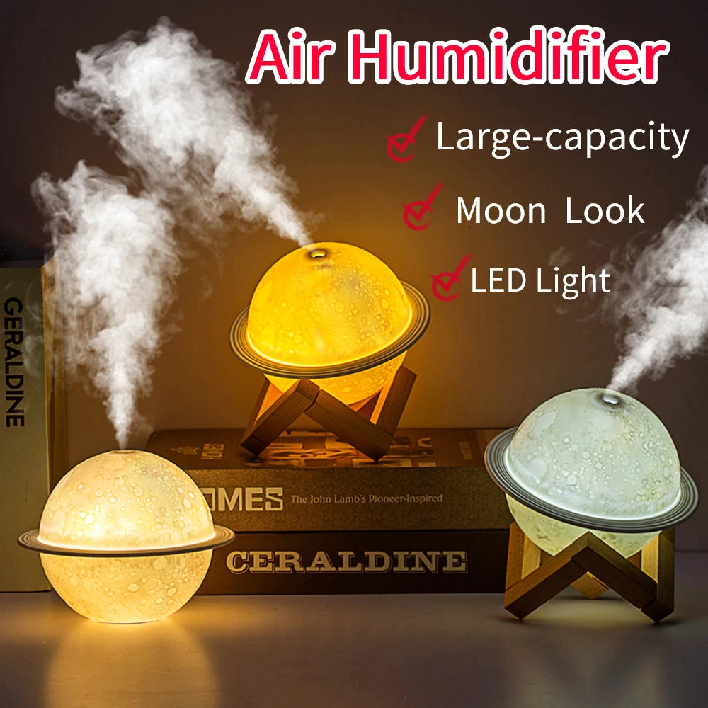 Essential Oil Diffusers with LED Light 3D Moon Air Humidifier Moisturize Skin Relieve Fatigue for Friends Family Relatives Gifts