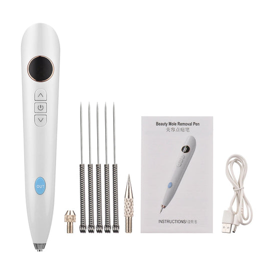 Beauty Equipment Skin Tag Remover Equipment Electric Freckle Removal Pen Home USB Charging/LCD Screen with 6 Needles Skin Care