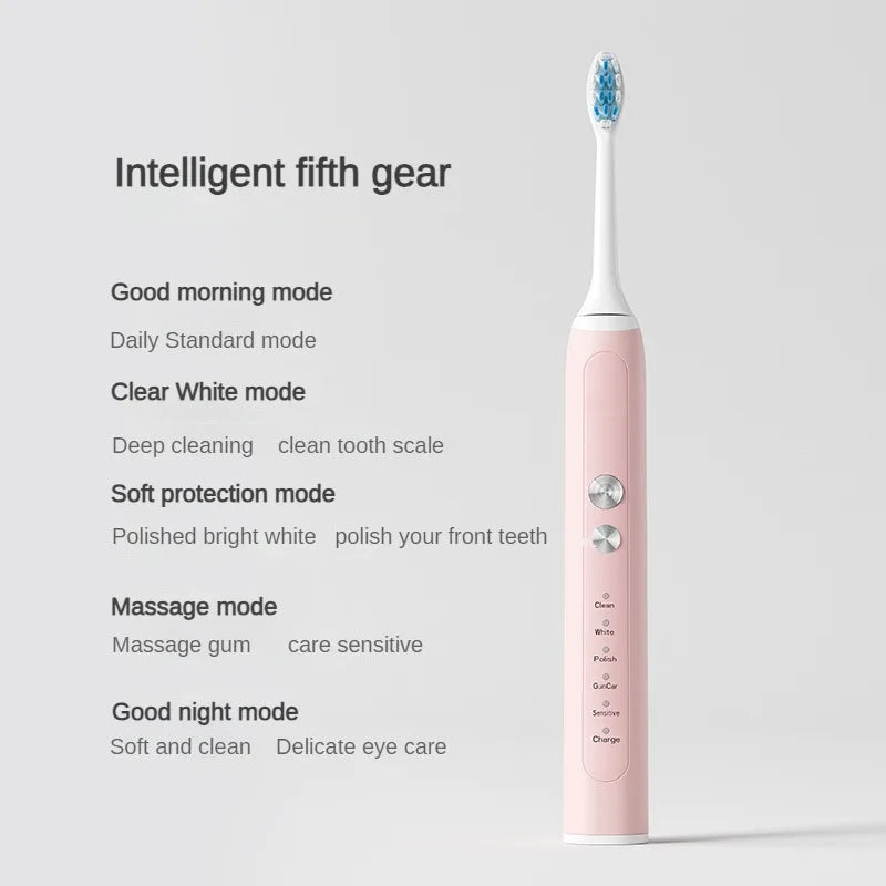 Toothbrush Wireless Charging Travel Case IPX7 Dupont Soft Bristle Electric Charger Adult Sonic Teeth Whitening Brush Pink White