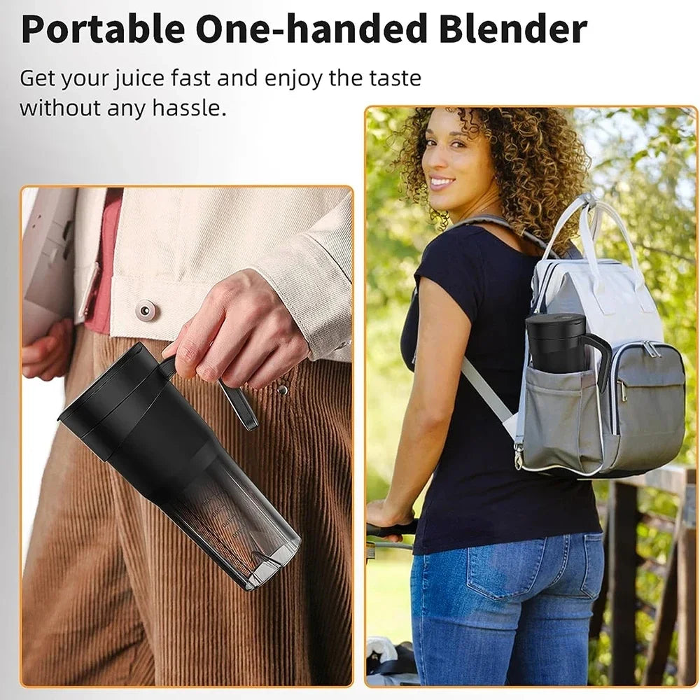 Portable Fruit Juicer 6 Sharp Blades Rechargeable Personal Multifunctional Handheld Mini Blender Cup for Shakes and Smooth