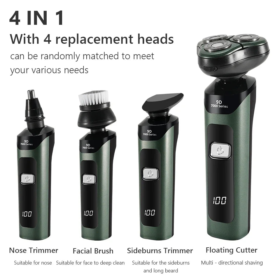 3D 4 in 1 Electric Shaver For Men Multi-Function Electric Shaver Razor USB Car Rechargeable Whole Body Washable Shavers