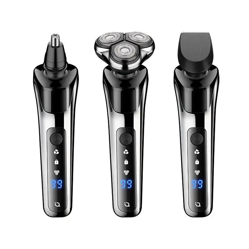 3in1 Electric Shaver Digital Display Rechargeable High Power Portable Trimmer Waterproof Shaver Rotary Razor Travel Gift