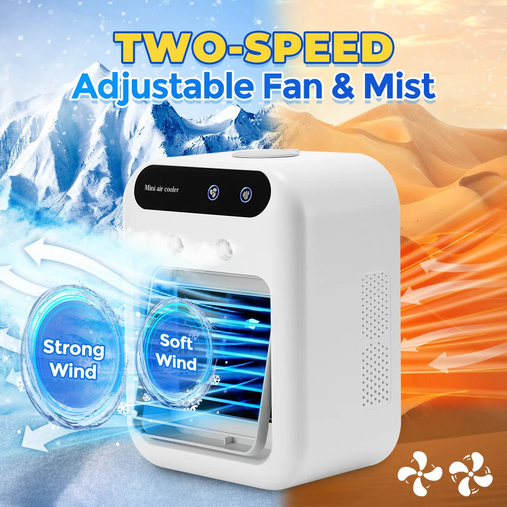 3 In 1 Fan AIr Conditioner Household Small Air Cooler LED Night Light Portable Humidifier Air Adjustment Fan Office Home Fan New