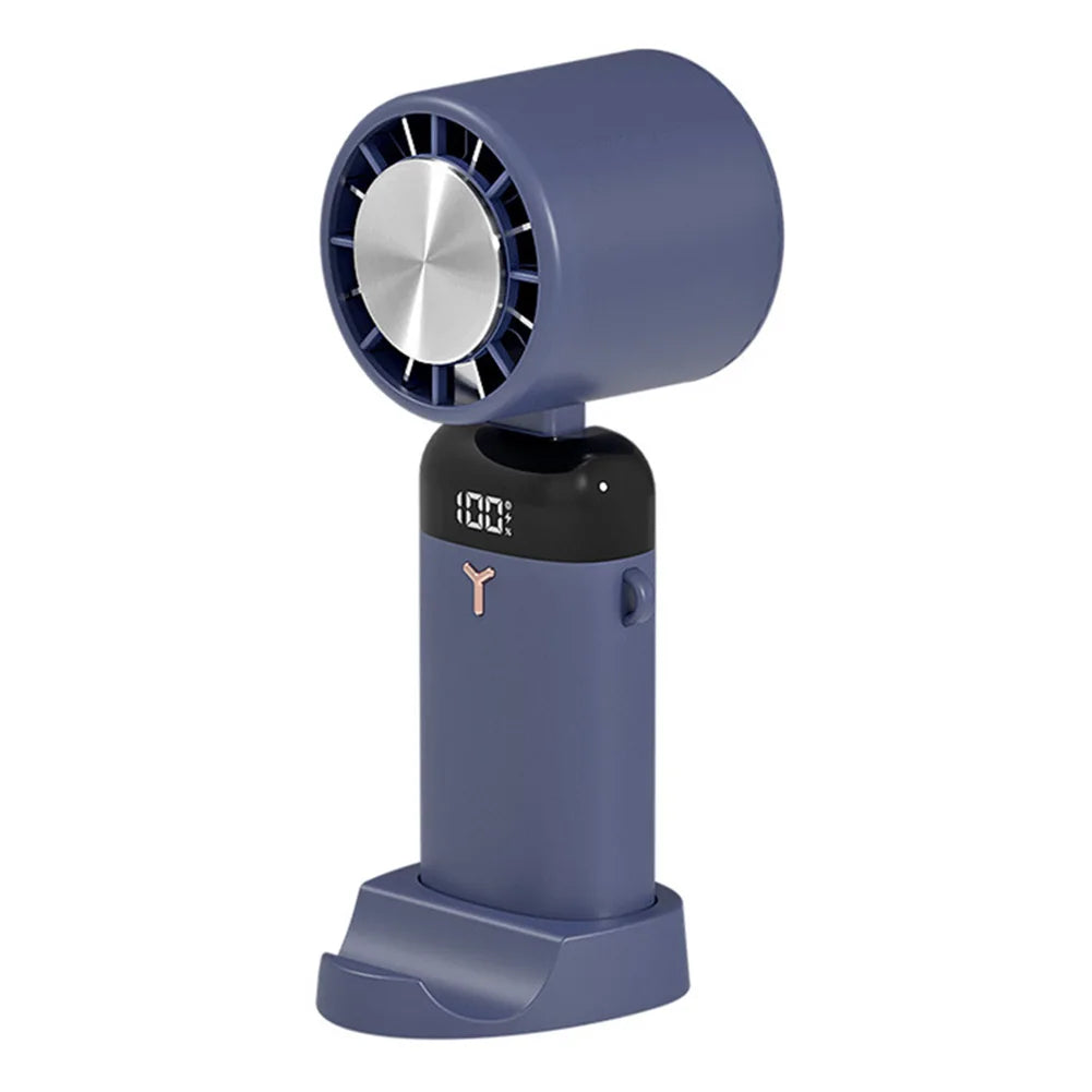Handheld Portable Fan 3 Speed Foldable Desktop Fan USB Rechargeable 3600mAh LED Digital Display for Home Office Travel Dormitory