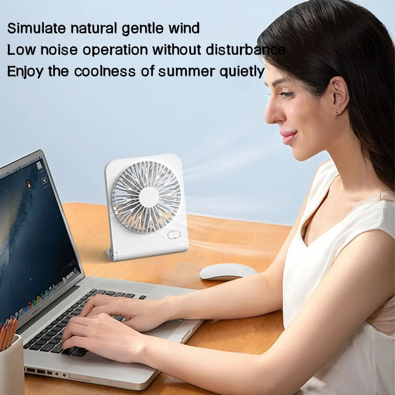 Small Desk Fan 2000mAh USB Rechargeable Cooling Fan 3 Speed Cool Wind Blower Portable Air Circulation Ventilador for Home Office