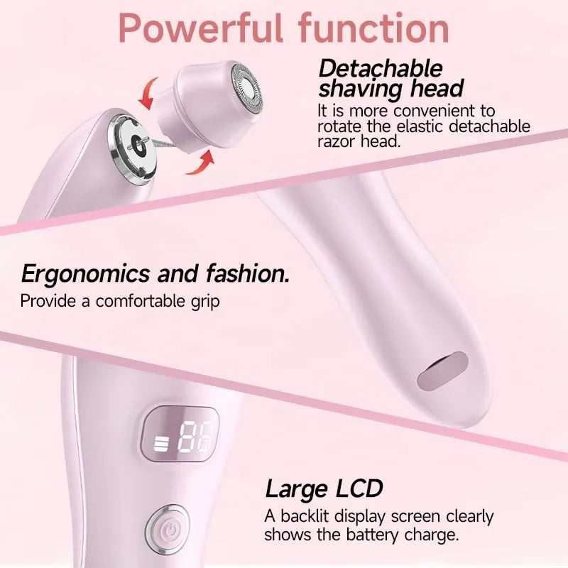2-IN-1 Electric Shaver Razors for Women Legs Underarm Face Pubic Hairs,Wet Dry Use Rechargeable Bikini Trimmer Hair Removal