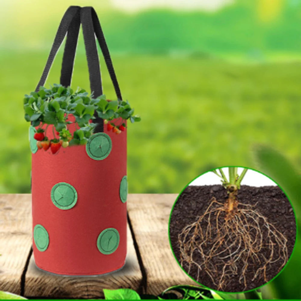 Handbags Hanging Strawberry Growing Hanging Aeration Planter Bag Suitable for Strawberry Tomato Vegetable Garden Supplies