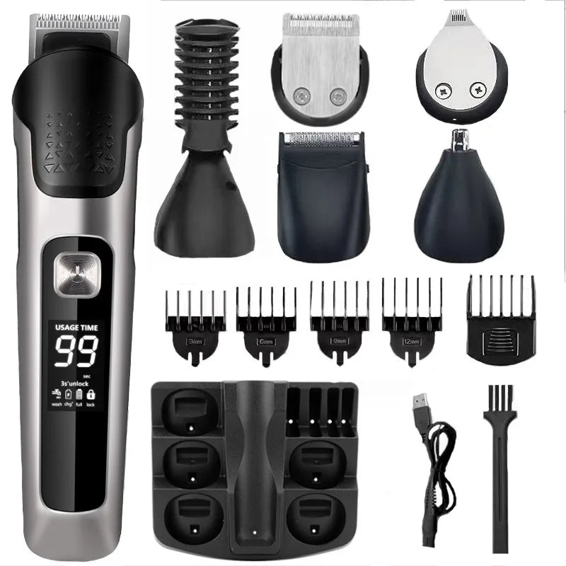 All In 1 Hair Trimmer For Men Beard Grooming Kit Electric Shaver Body Groomer Hair Clipper Facial Nose Ear Trimmer Washable