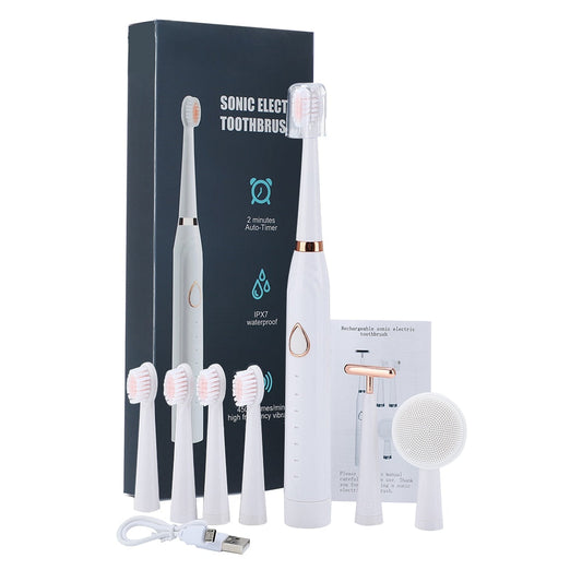 7 in 1 Electric Toothbrush and Accessories Sonic Tooth Brush Dental Cleaning Device Teeth Whitening with Face Massager Brush