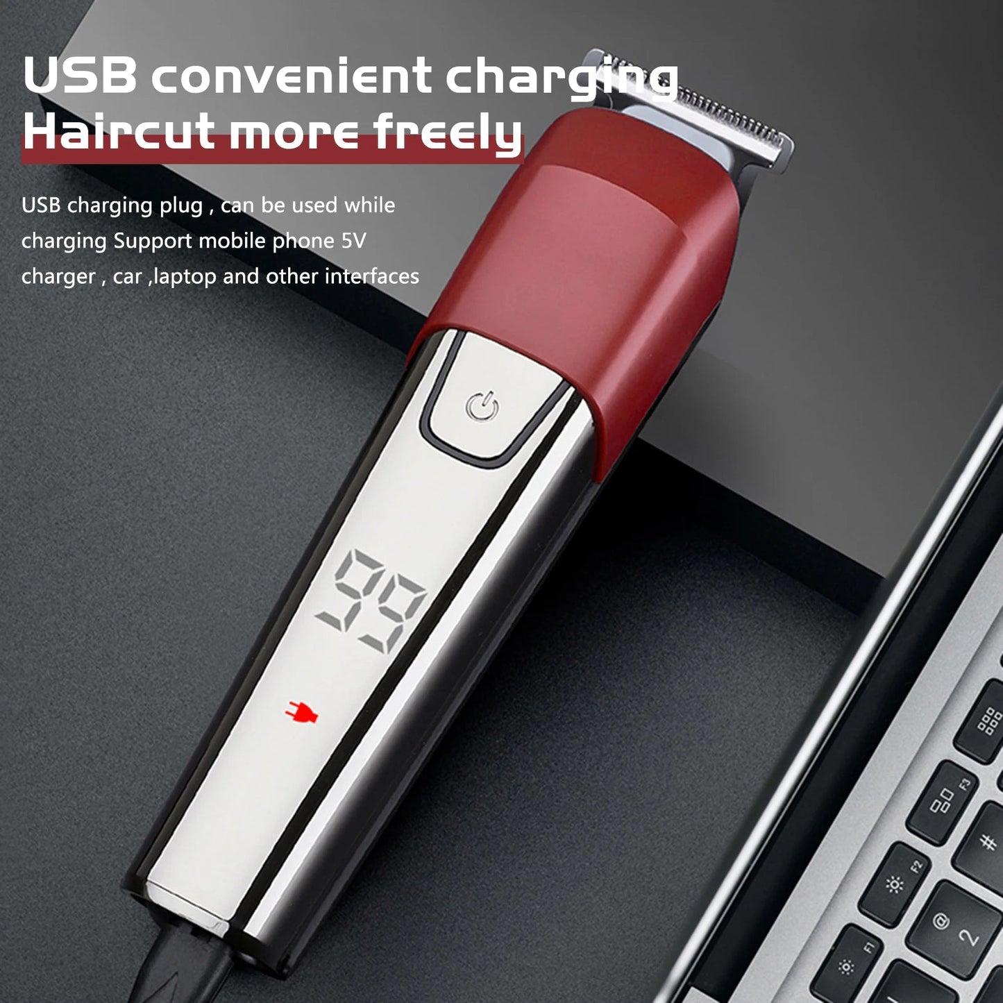 6 in 1 Hair Clipper Professional Hair Cutting Machine for Men Multi-function Waterproof Hair Trimmer LCD Display Clippers Kit