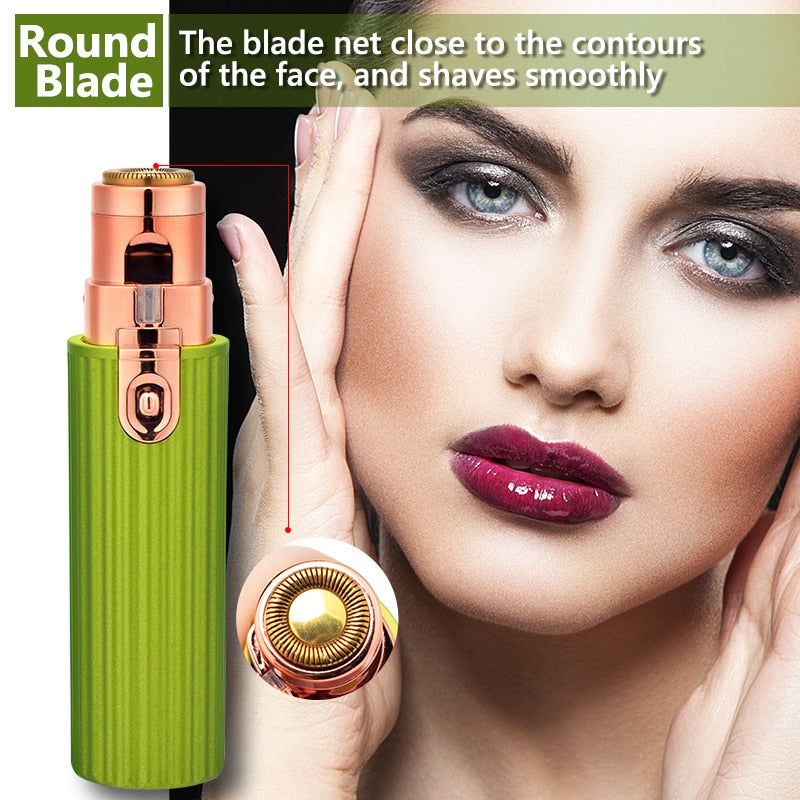 2 IN 1 Rechargeable Electric Eyebrow Trimmer Epilator Female Body Facial Lipstick Shape Hair Removal Mini Painless Razor Shaver