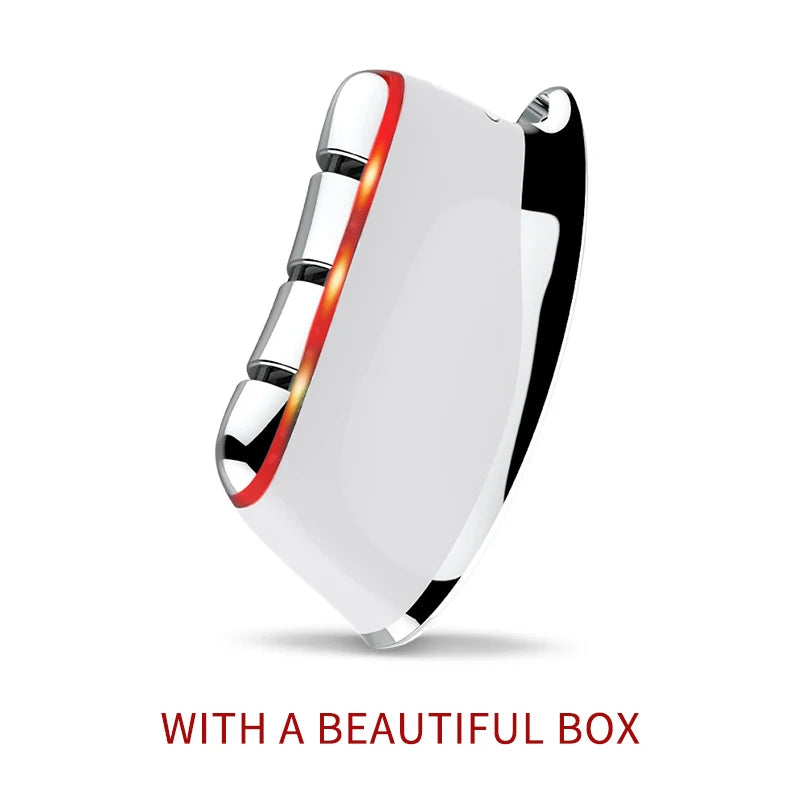 Electric Constant Temperature Micro Current Scraping Board V Face Lifting EMS Dredging Meridian Massage Brush Beauty Instrument