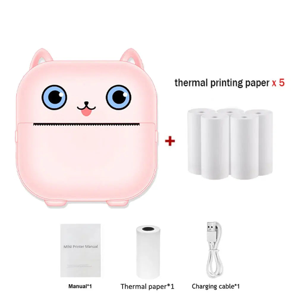 Mini Printer Thermal Photo Label Memo Study Notes Self-adhesive Label Wrong Question With USB Cable Bluetooth Multiple Fonts BT