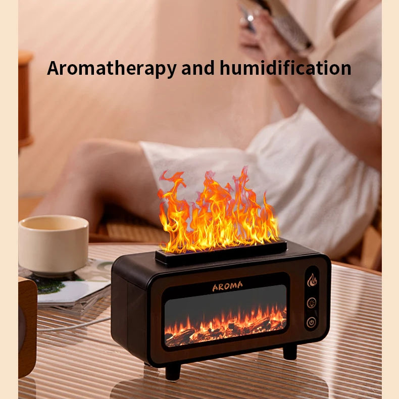 Fireplace Diffuser 7 Colors LED Ultrasonic Aroma Essential Oil 3D Simulated RGB Fire Flame Air Humidifier for Home Office Use