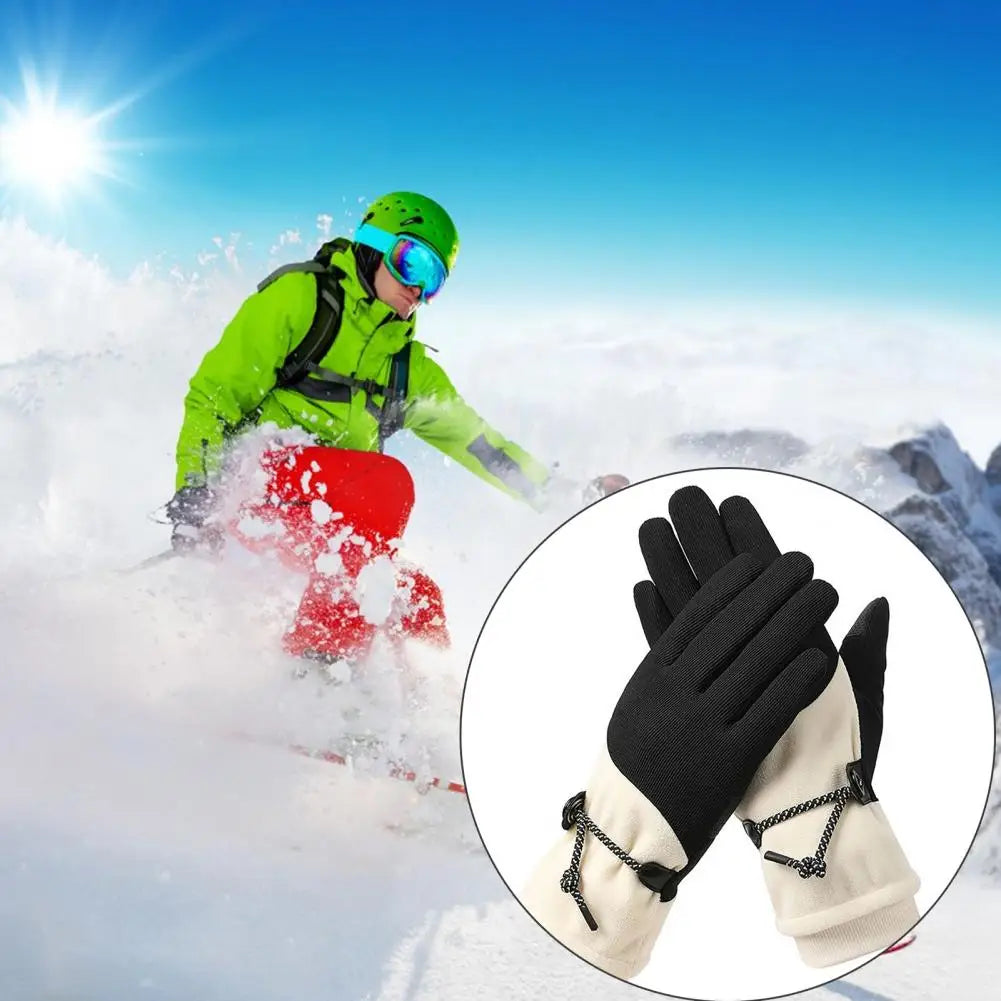 1 Pair Women Winter Warm Gloves Touch Screen Fleece Lined Windproof Gloves Thicken Warm Snow Gloves for Outdoor Cycling Skiing