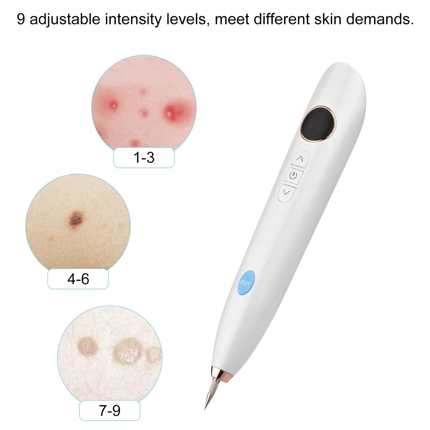 Beauty Equipment Skin Tag Remover Equipment Electric Freckle Removal Pen Home USB Charging/LCD Screen with 6 Needles Skin Care