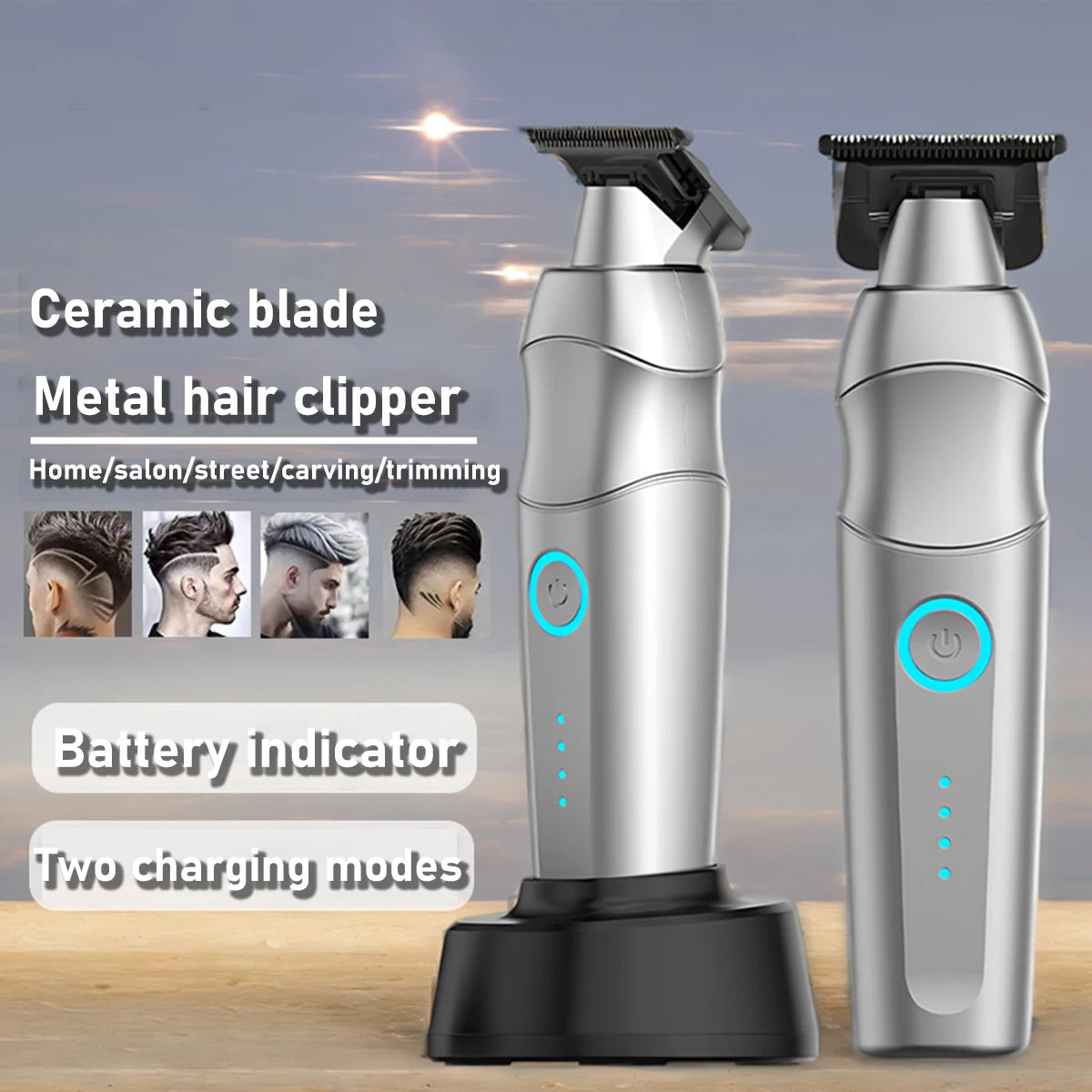 Zinc Alloy Body DLC Blade 7000RPM Hair Clipper Salon Home Beard Sideburns Trimmer Trimmer Men
