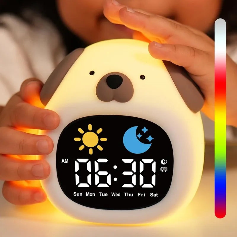 Alarm Clock for Teenager Puppy-Shape Toddler Sleep Training Clock Cute Touch Night Light for Teenager Bedroom