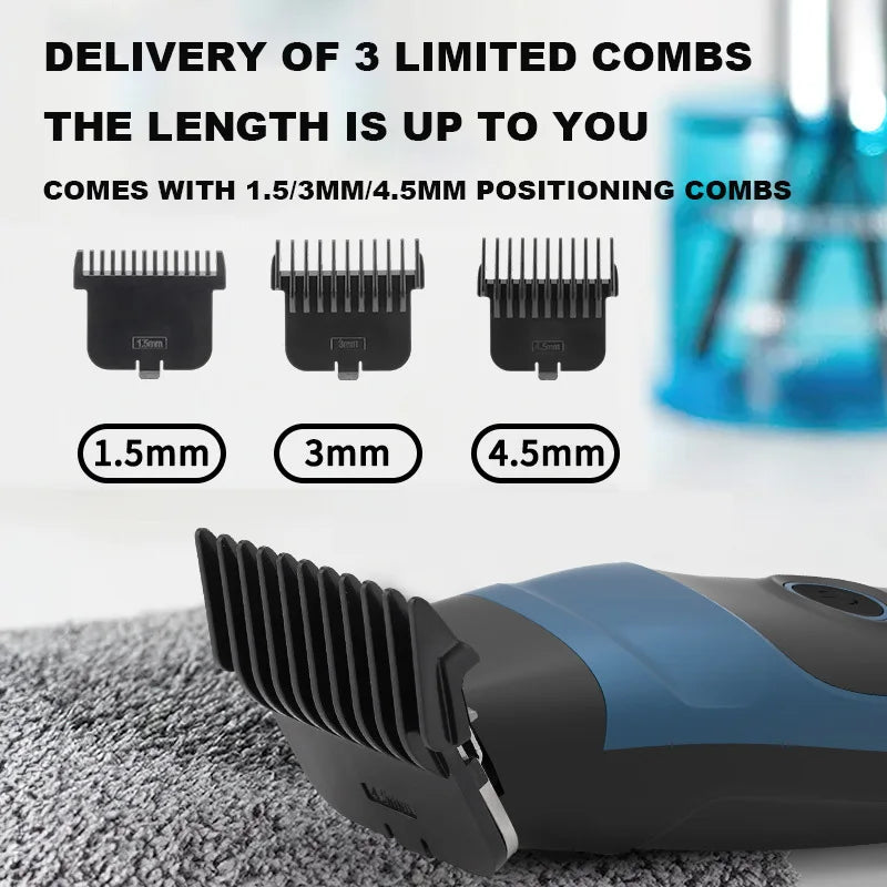 Full Body Wash Electric Hair Trimmer LCD Digital Display Hair Salon Professional Finish Machine with Stand for Men