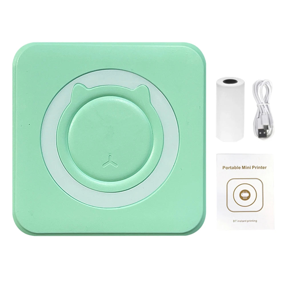 Mini Printer Portable Thermal Stickers Paper Inkless Bluetooth Wireless Thermal Printer Note 200DPI Photo Printing for Office