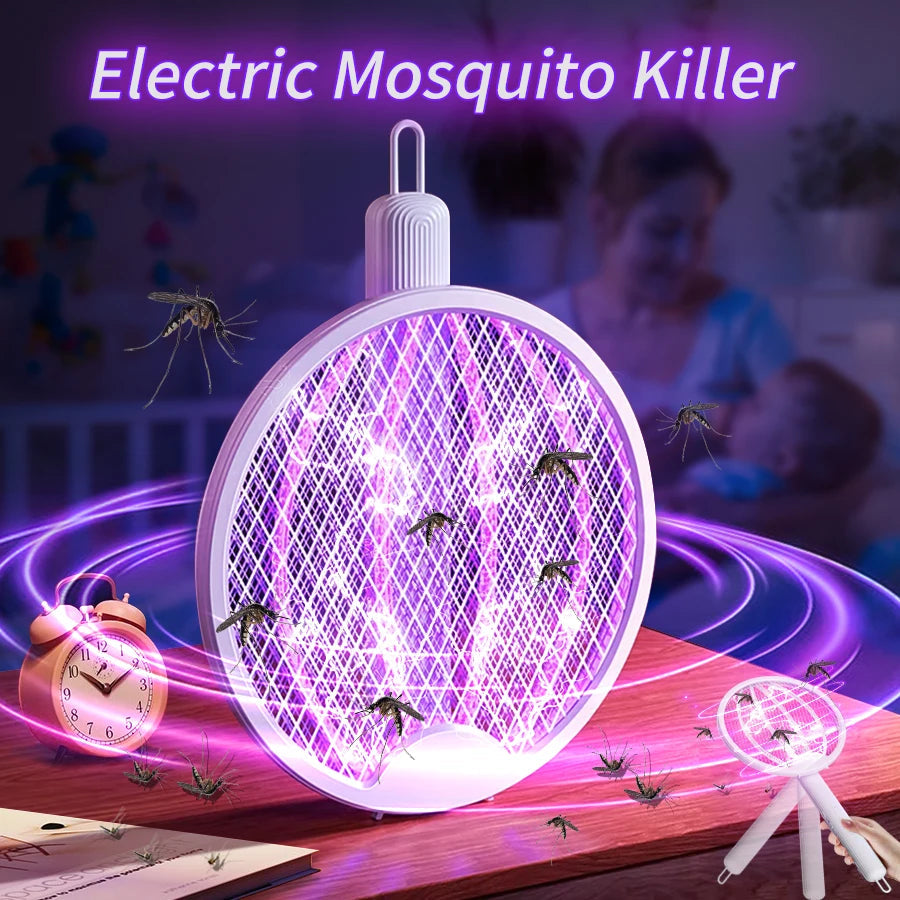 Foldable Electric Mosquito Killer Swatter USB Rechargeable Electric Household Mosquito Killer Anti Mosquito Trap With UV Light