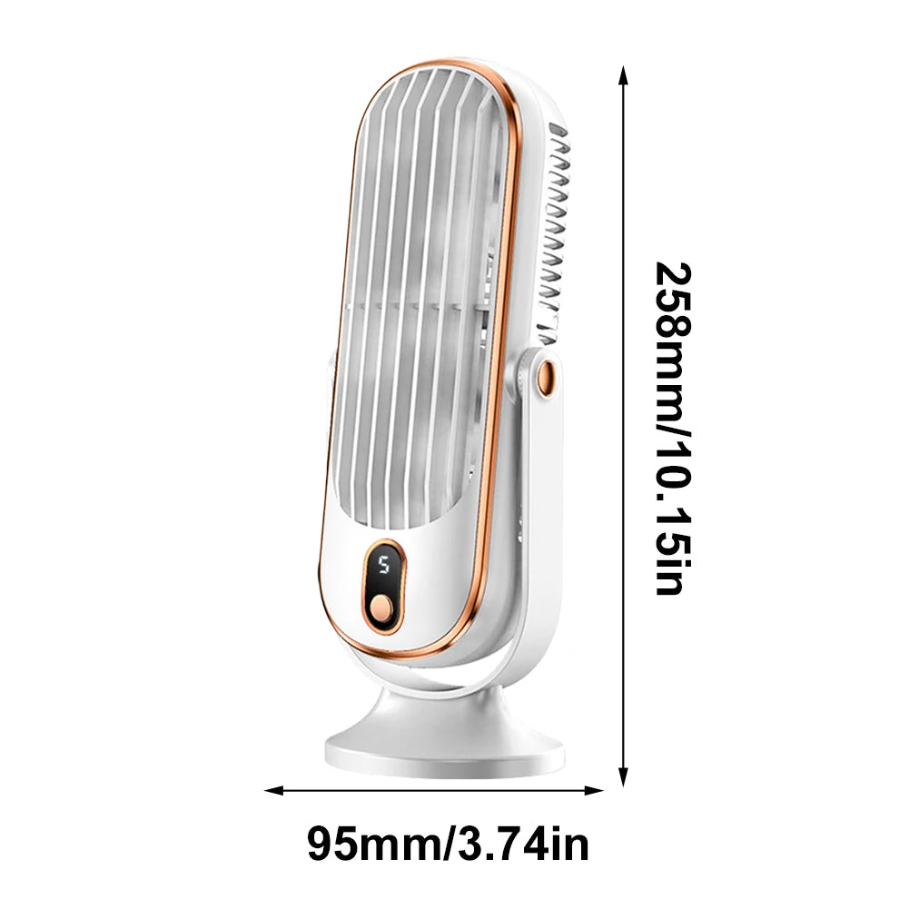 Air Cooling Fan USB Rechargeable 1800mAh Tower Table Fan 5 Speeds Refrigeration Air Conditioning Fan Brushless Motor LED Display