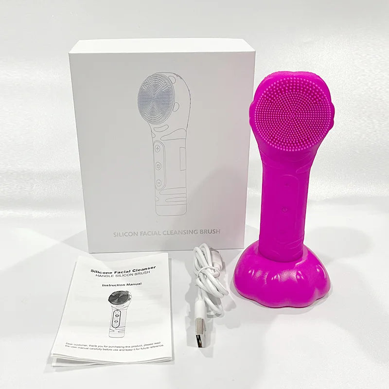 Ultrasonic Silicond Facial Cleansing Brush Waterproof Electric Skin Massager Device For Deep Cleaning