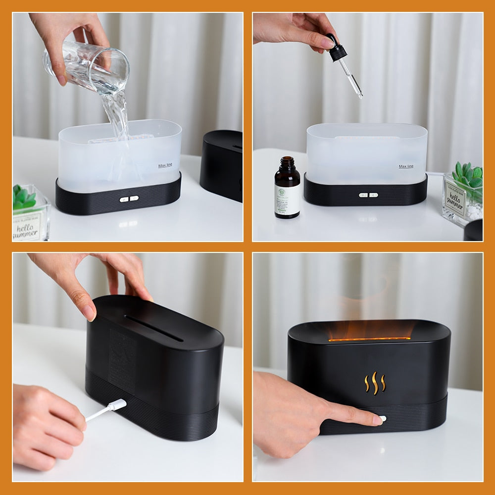 Flame Essential Oil Diffuser Air Humidifier Fragrance and Scent Aroma Diffuser Electric Smell for Home Freshener