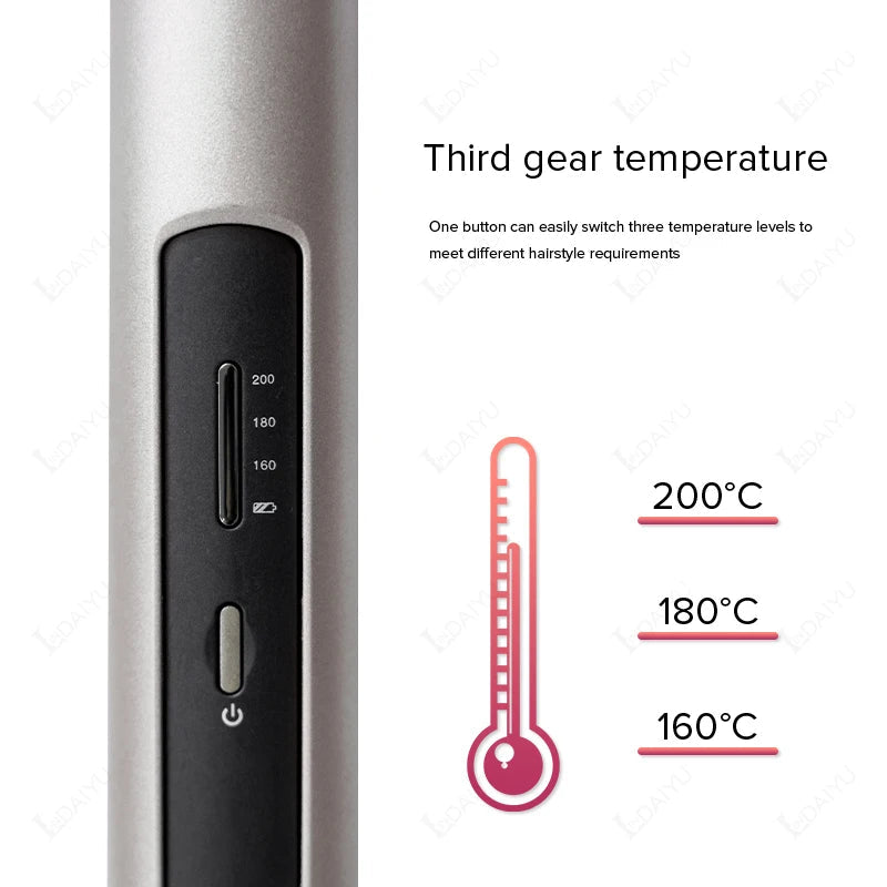 Cordless Hair Straightener Mini Portable Wireless Curler USB Rechargeable for Travel Ceramic Fast Heating Plate Flat Iron Stylin