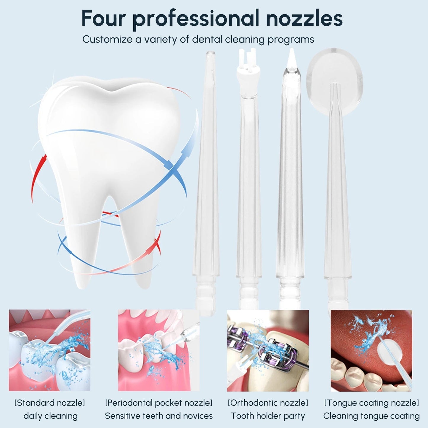 Cordless Water Dental Flosser Rechargeable Oral Irrigator Tooth Care Cleaner