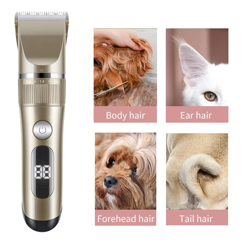 Professional Cat Dog Hair Clipper All Metal Rechargeable Pet Trimmer Cat Shaver Cutting Machine Puppy Grooming Haircut Low Noice